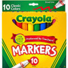 Crayola Classic Colors Broad Line Markers - Brown, Purple, Red, Orange, Yellow, Green, Black, Gray, Pink, Blue - 10 / Set