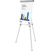 MasterVision 3-leg Display Easel - 45 lb Load Capacity - 63" Height x 28.5" Width x 32" Depth - Tabletop, Floor - Metal, Aluminum, Plastic - Silver