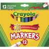 Crayola Broad Tip Classic Markers - Broad Marker Point - Conical Marker Point Style - Assorted, Orange, Yellow, Green, Blue, Violet, Brown, Black, Gray, Flamingo Pink, Blue Water Based Ink - 12 / Set