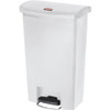 Rubbermaid Commercial Slim Jim 13-gal Step-On Container - Step-on Opening - Hinged Lid - 13 gal Capacity - Manual - Durable, Foot Pedal, Easy to Clean - 28.3" Height x 11.5" Width - Plastic, Resin - White - 1 Each