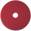 3M Red Buffer Pads - 5/Carton - Round x 17" Diameter - Buffing, Floor, Polishing, Cleaning - 175 rpm to 600 rpm Speed Supported - Textured, Adhesive, Durable, Scuff Mark Remover, Abrasive - Polyester Fiber - Red