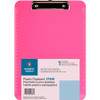 Business Source Transparent Plastic Clipboard - 9" x 12" - Low-profile - Plastic - Neon Pink - 1 Each