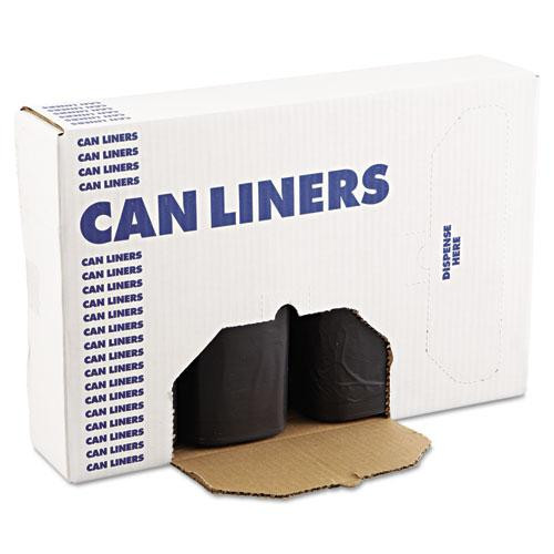 Low Density Repro Can Liners, 60 Gal, 1.2 Mil, 38" X 58", Black, 10 Bags/roll, 10 Rolls/carton