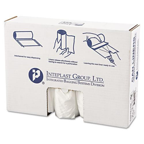 High-density Interleaved Commercial Can Liners, 45 Gal, 12 Microns, 40" X 48", Clear, 25 Bags/roll, 10 Rolls/carton