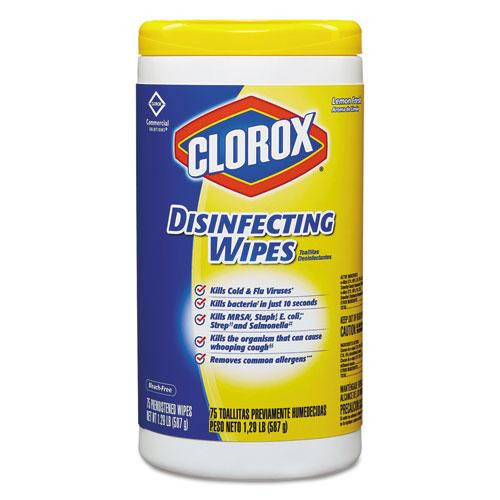 Disinfecting Wipes, 7 X 8, Lemon Fresh, 75/canister, 6/carton
