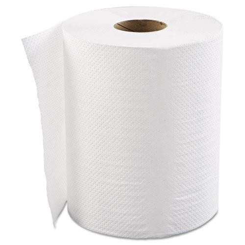 Hardwound Roll Towels, 1-ply, 8" X 600 Ft, White, 12 Rolls/carton