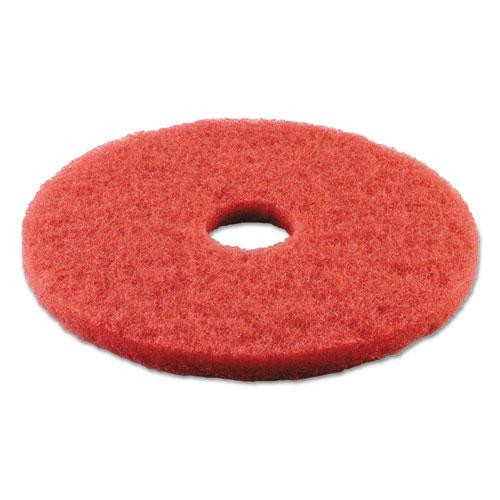 Buffing Floor Pads, 15" Diameter, Red, 5/carton