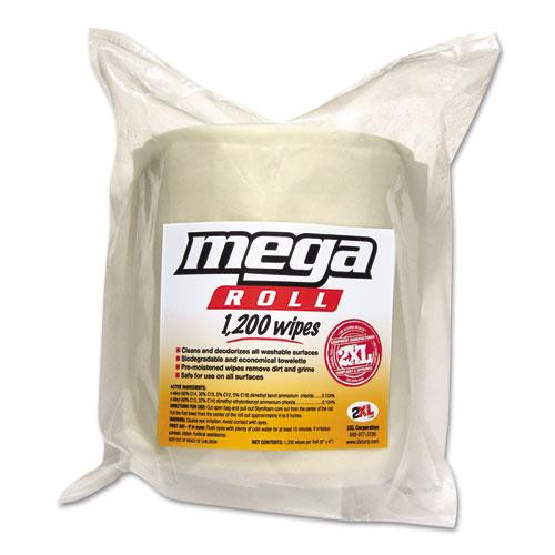 Gym Wipes Mega Roll Refill, 8 X 8, White, 1,200/roll, 2 Rolls/carton