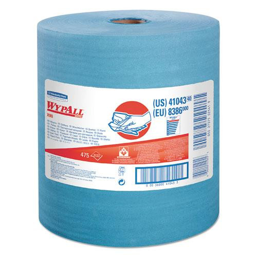 Power Clean X80 Heavy Duty Cloths, Jumbo Roll, 12.4 X 12.2, Blue, 475/roll