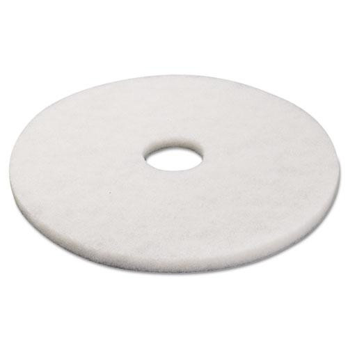 Polishing Floor Pads, 17" Diameter, White, 5/carton