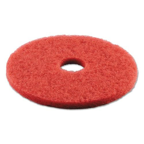 Buffing Floor Pads, 16" Diameter, Red, 5/carton