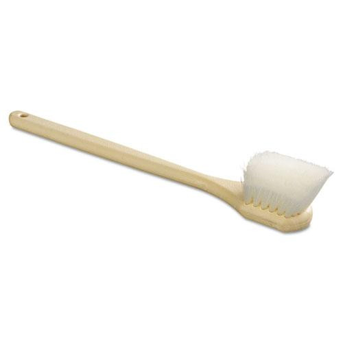 Utility Brush, Cream Nylon Bristles, 5.5" Brush, 14.5" Tan Plastic Handle