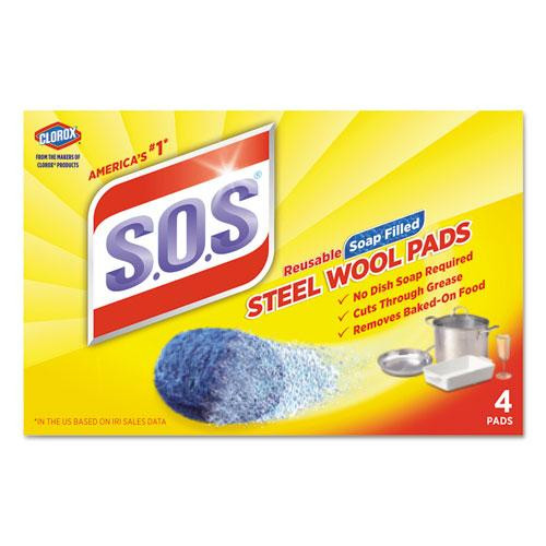 Steel Wool Soap Pad, Steel, 4/box, 24 Boxes/carton