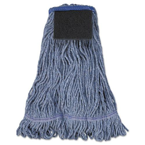 Mop Head, Loop-end, Cotton With Scrub Pad, Large, 12/carton