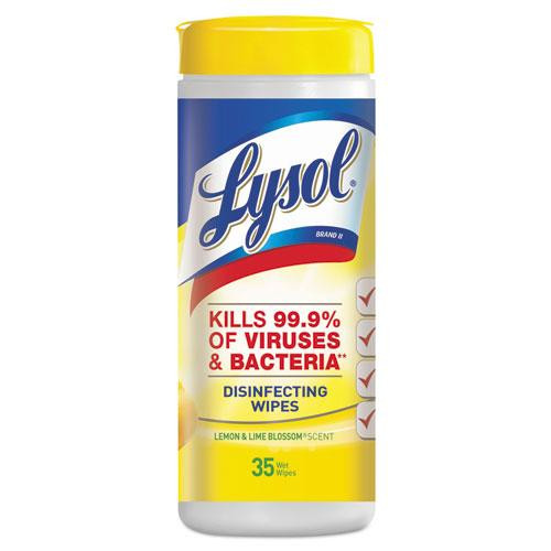 Disinfecting Wipes, 7 X 7.25, Lemon And Lime Blossom, 35 Wipes/canister, 12 Canisters/carton