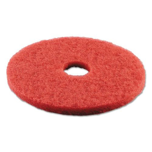 Buffing Floor Pads, 18" Diameter, Red, 5/carton