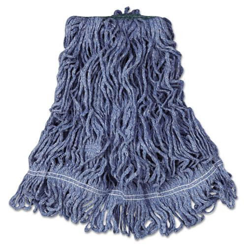 Super Stitch Blend Mop Head, Medium, Cotton/synthetic, Blue, 6/carton - RCPD212BLU