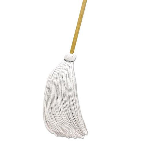 Handle/deck Mops, 16 Oz White Rayon Head, 57" Natural Wood Handle, 12/carton