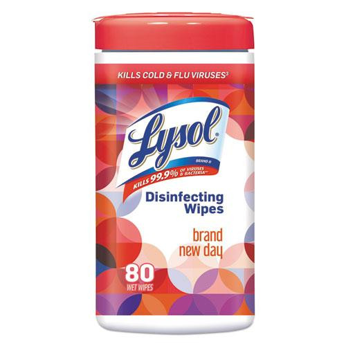 Disinfecting Wipes, 7 X 7.25, Mango And Hibiscus, 80 Wipes/canister, 6 Canisters/carton
