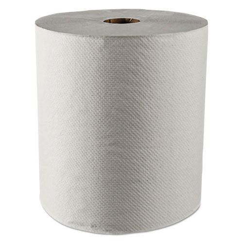 Essential 100% Recycled Fiber Hard Roll Towel, 1.5" Core, 8" X 800 Ft, White, 12/carton