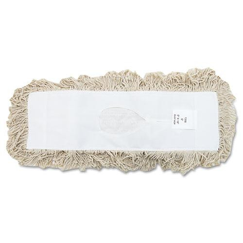 Industrial Dust Mop Head, Hygrade Cotton, 18w X 5d, White