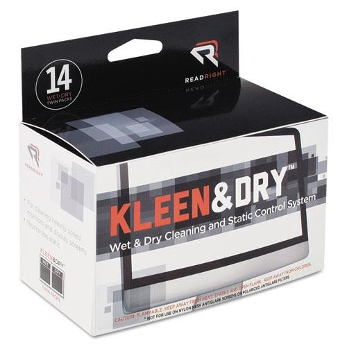Two Step Screenkleen Wet And Dry Cleaning Wipes, 5 X 5, 14/box