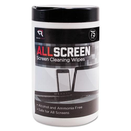 Allscreen Screen Cleaning Wipes, 6 X 6, White, 75/tub