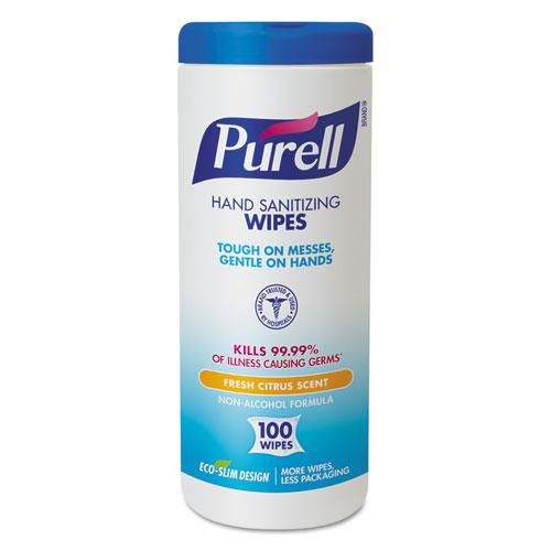 Premoistened Hand Sanitizing Wipes, Cloth, 5.75 X 7, 100/canister