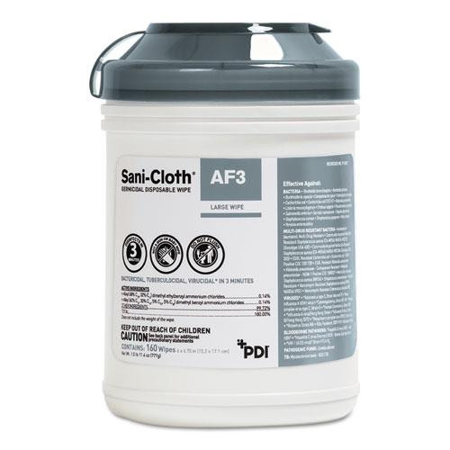 Sani-cloth Af3 Germicidal Disposable Wipes, 6 X 6.75, 160 Wipes/canister, 12 Canisters/carton