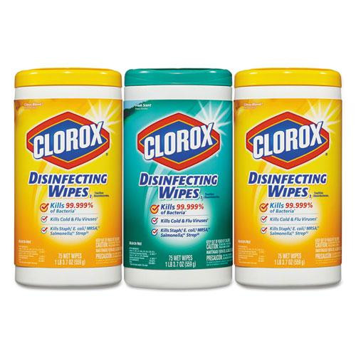 Disinfecting Wipes, 7 X 8, Fresh Scent/citrus Blend, 75/canister, 3/pack, 4 Packs/carton