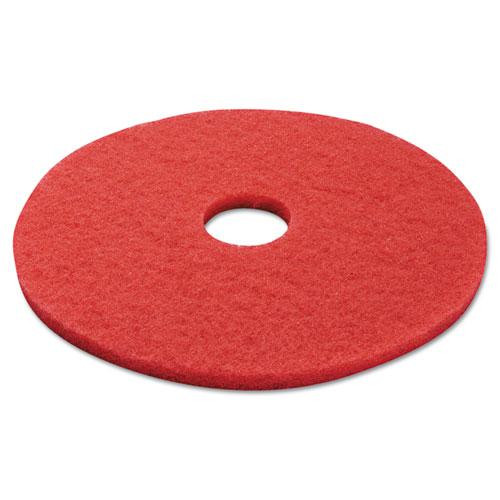 Buffing Floor Pads, 17" Diameter, Red, 5/carton