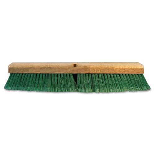 Floor Broom Head, 3" Green Flagged Recycled Pet Plastic Bristles, 24" Brush