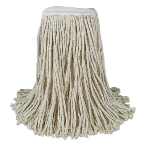 Banded Cotton Mop Heads, 24oz, White, 12/carton