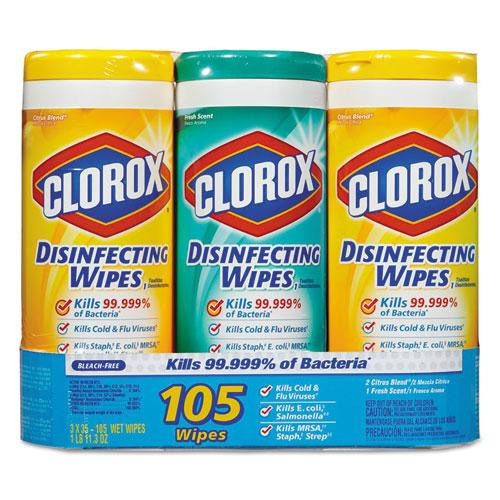 Disinfecting Wipes, 7 X 8, Fresh Scent/citrus Blend, 35/canister, 3/pack, 5 Packs/carton