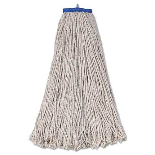 Mop Head, Economical Lie-flat Head, Cotton Fiber, 32oz, White, 12/carton