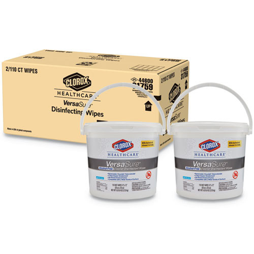 Versasure Cleaner Disinfectant Wipes, 1-ply, 12 X 12, White, 110/bucket, 2/carton