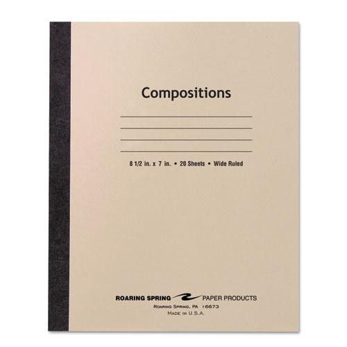 Stitched Cover Composition Book, Wide/legal Rule, Manila Cover, 8.5 X 7, 20 Sheets
