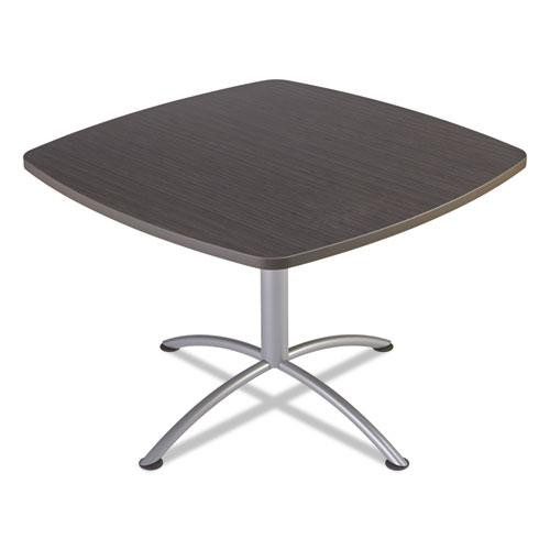 Iland Table, Cafe-height, Square Top, Contoured Edges, 42w X 42d X 29h, Gray Walnut/silver