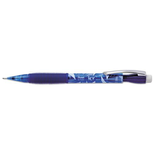 Icy Mechanical Pencil, 0.7 Mm, Hb (#2.5), Black Lead, Transparent Blue Barrel, Dozen