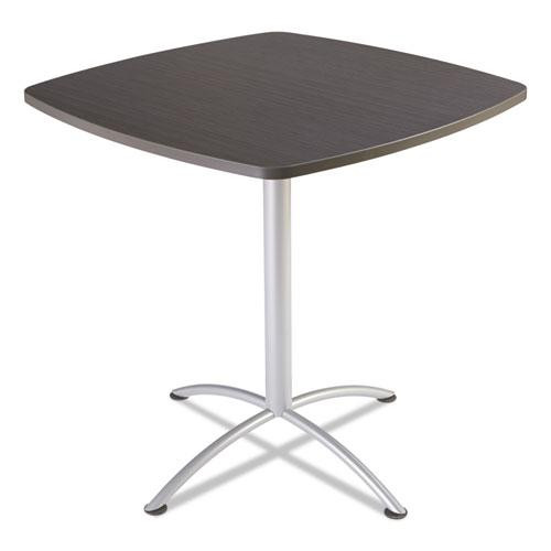 Iland Table, Bistro-height, Square Top, Contoured Edges, 42w X 42d X 42h, Gray Walnut/silver