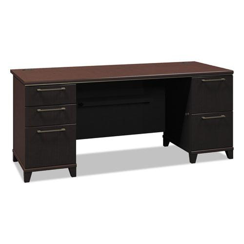 Enterprise Collection Double Pedestal Desk, 70.13" X 28.63" X 29.75", Mocha Cherry, (box 1 Of 2)