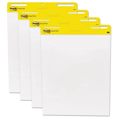Vertical-orientation Self-stick Easel Pad Value Pack, Unruled, 25 X 30, White, 30 Sheets, 4/carton