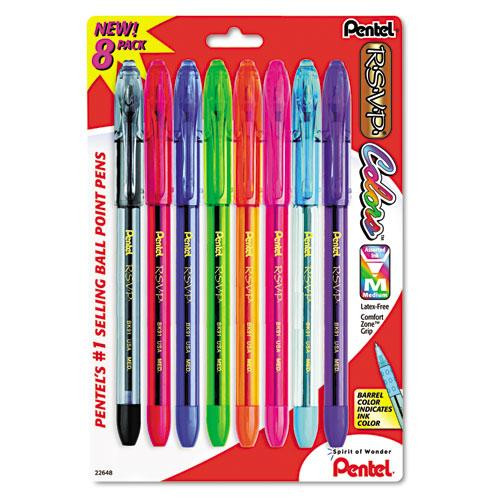R.s.v.p. Ballpoint Pen, Stick, Medium 1 Mm, Assorted Ink And Barrel Colors, 8/pack