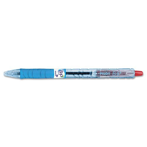 B2p Bottle-2-pen Recycled Ballpoint Pen, Retractable, Medium 1 Mm, Red Ink, Translucent Blue Barrel, Dozen