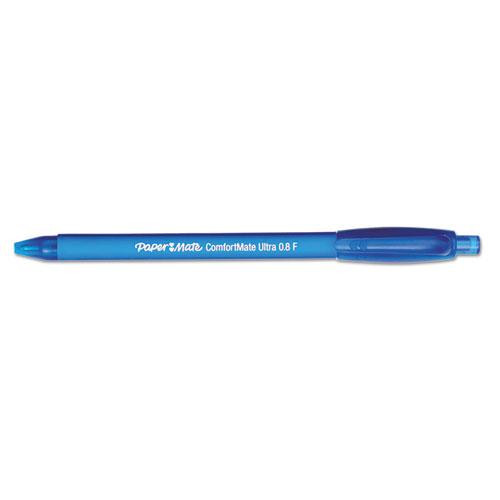 Comfortmate Ultra Ballpoint Pen, Retractable, Fine 0.8 Mm, Blue Ink, Blue Barrel, Dozen