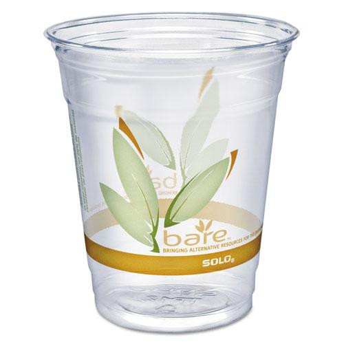 Bare Eco-forward Rpet Cold Cups, 12 Oz To 14 Oz, Leaf Design, Clear, Squat, 50/pack