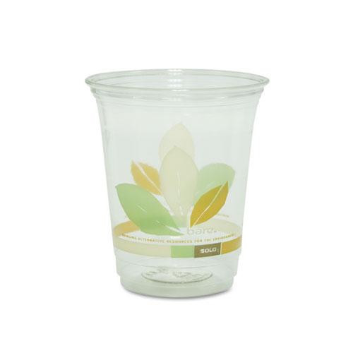 Bare Eco-forward Rpet Cold Cups, 12 Oz To 14 Oz, Leaf Design, Clear, Squat, 50/pack, 20 Packs/carton