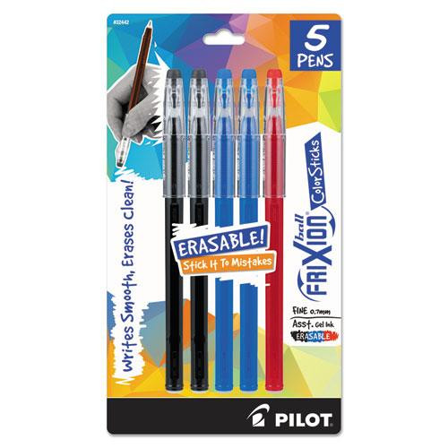Blister-carded Frixion Colorsticks Erasable Gel Pen, Stick, Fine 0.7 Mm, Assorted Ink And Barrel Colors, 5/pack