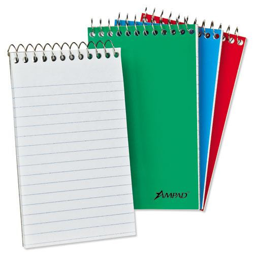 Memo Pads, Narrow Rule, Assorted Cover Colors, 40 White 4 X 6 Sheets, 3/pack