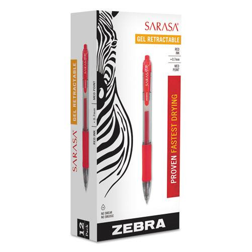 Sarasa Dry Gel X20 Gel Pen, Retractable, Medium 0.7 Mm, Red Ink, Translucent Red Barrel, 12/pack